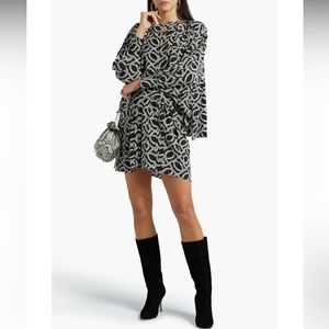 Isabel marant pleated print chain black mini skirt FR 42 US 10